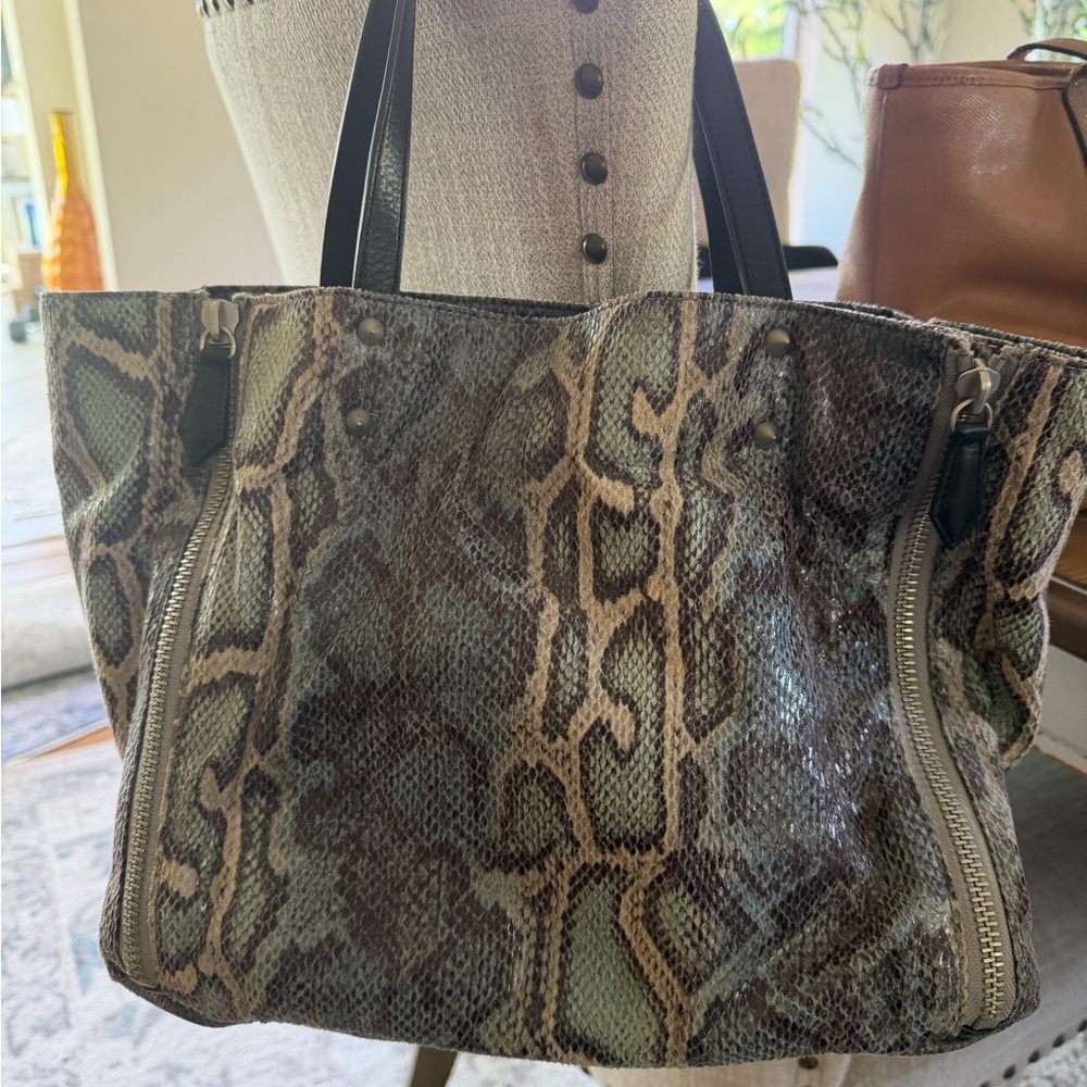 Sam Edelman Snake skin Tote Bag with Black Handles